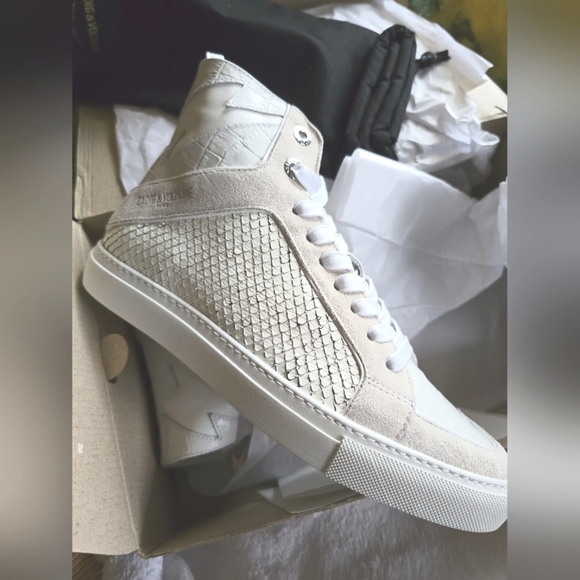 New!! Zadig & Voltaire, High Flash Keith Sneakers, Blanc(White), Size 38 - NIB - Picture 11 of 14